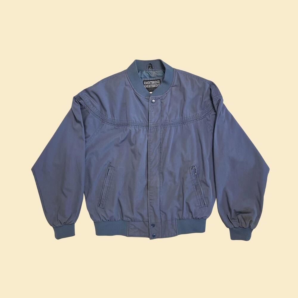 Vintage 80s/90s bomber windbreaker jacket, size M Knightsbridge blue jacket